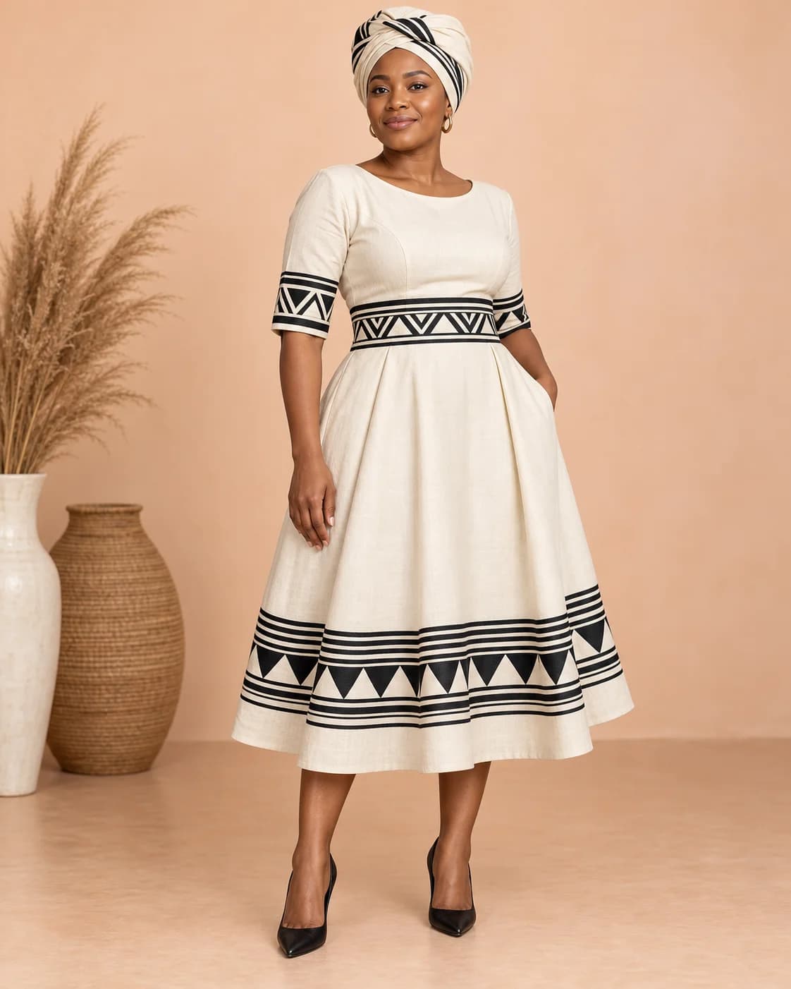 Demonstration image: The Celebration Midi in cream & black